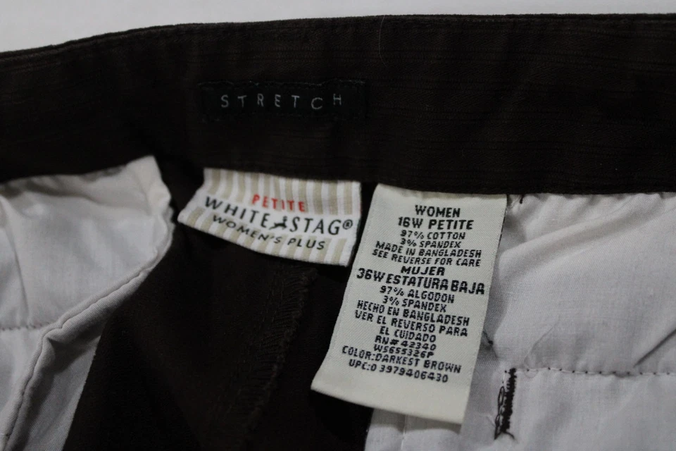 Pantalones Plus Ciervo Blanco Mujer Marrón Pantalones Talla 16W Pequeño Elástico Cintura Algodón Foto 3 de 4