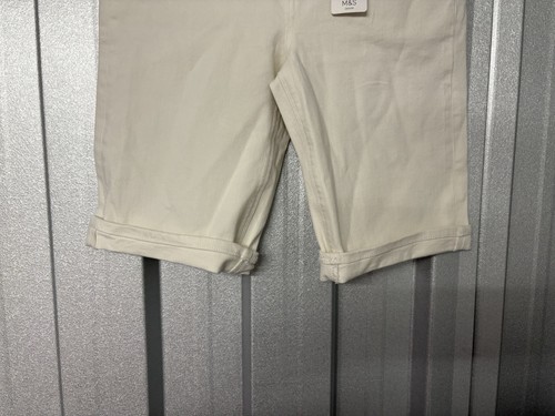 Marks & Spencer The Magic Slim High Rise Denim Jeans Shorts UK 12 Soft White - Picture 2 of 10