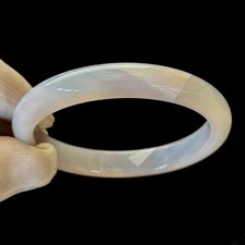 Inner Perimeter 7.4 in, Natural Agate Bangle Bracelet, Width 11 mm