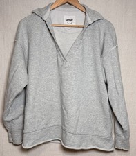 Aerie Oversized Collared Pullover Sweatshirt Gray Cotton Blend Size XS