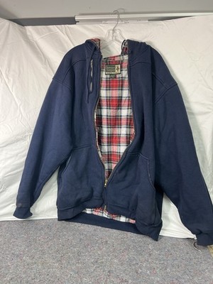 Vtg Snowshoe Thompson Zip Up Sweater Jacket Men's Large  Blue Plaid Heavy