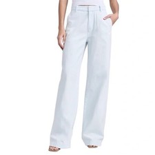Vince Womens Pants Size 31 Light Blue Wide Leg High Rise 100 Cotton Trousers New