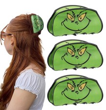 3Pcs Christmas Hair Claw Clips Set for Women, Large Green Holiday Acrylic Cla...