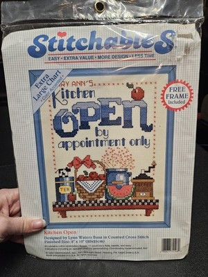 DIMENSIONS STITCHABLES Counted Cross Stitch Kit w/FRAME KITCHEN OPEN #72106 8x10