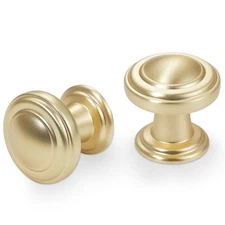 10 Pack Brushed Gold Kitchen Cabinet Knobs Round Zinc Alloy Drawer Knobs