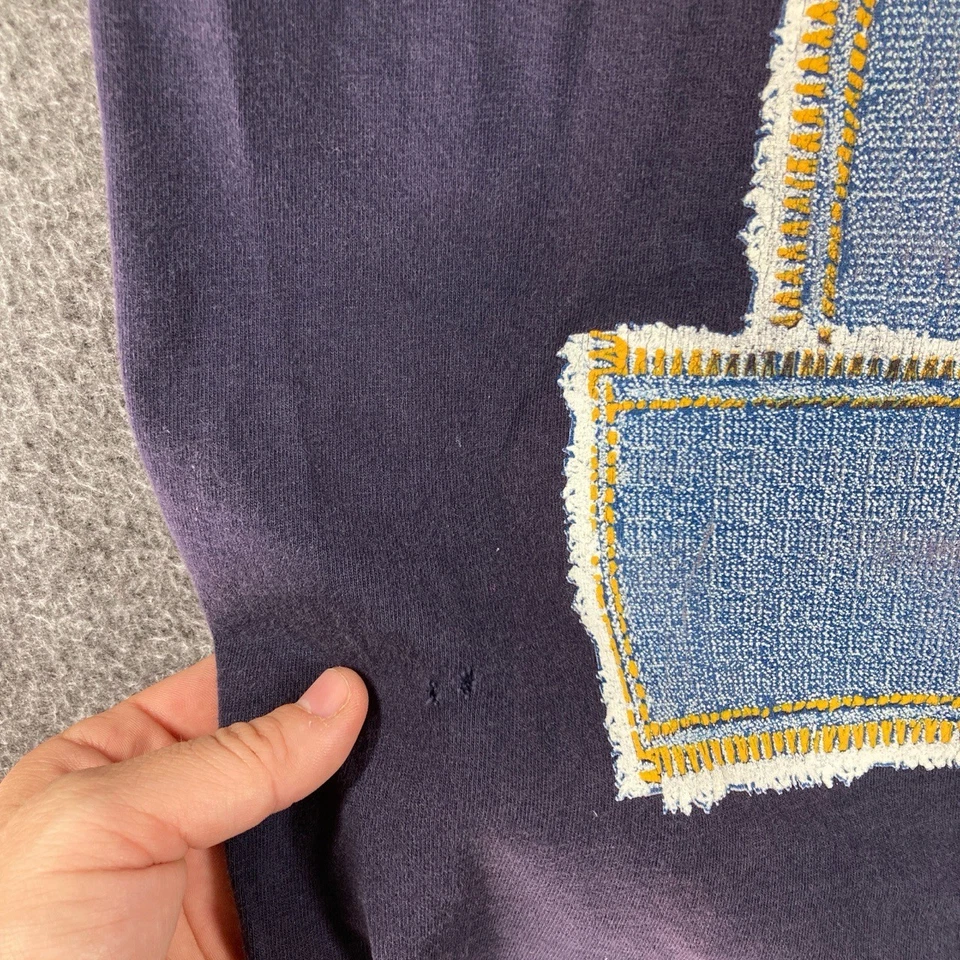 Vintage años 90 C.B. Camiseta MESS 2XL Azul Marino Denim Gráfico Camiseta Hip Hop Streetwear Foto 4 de 4