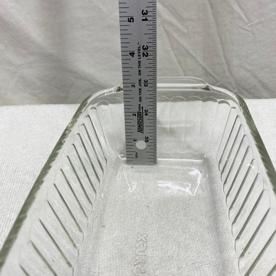 Pyrex 213-S Clear Glass Ribbed Loaf Pan 1.5 QT Rectangular Baker USA Made