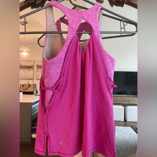 Ivivva Lululemon girls pinkish double layer racer tank with side braid detail, 7 - Picture 2 of 9