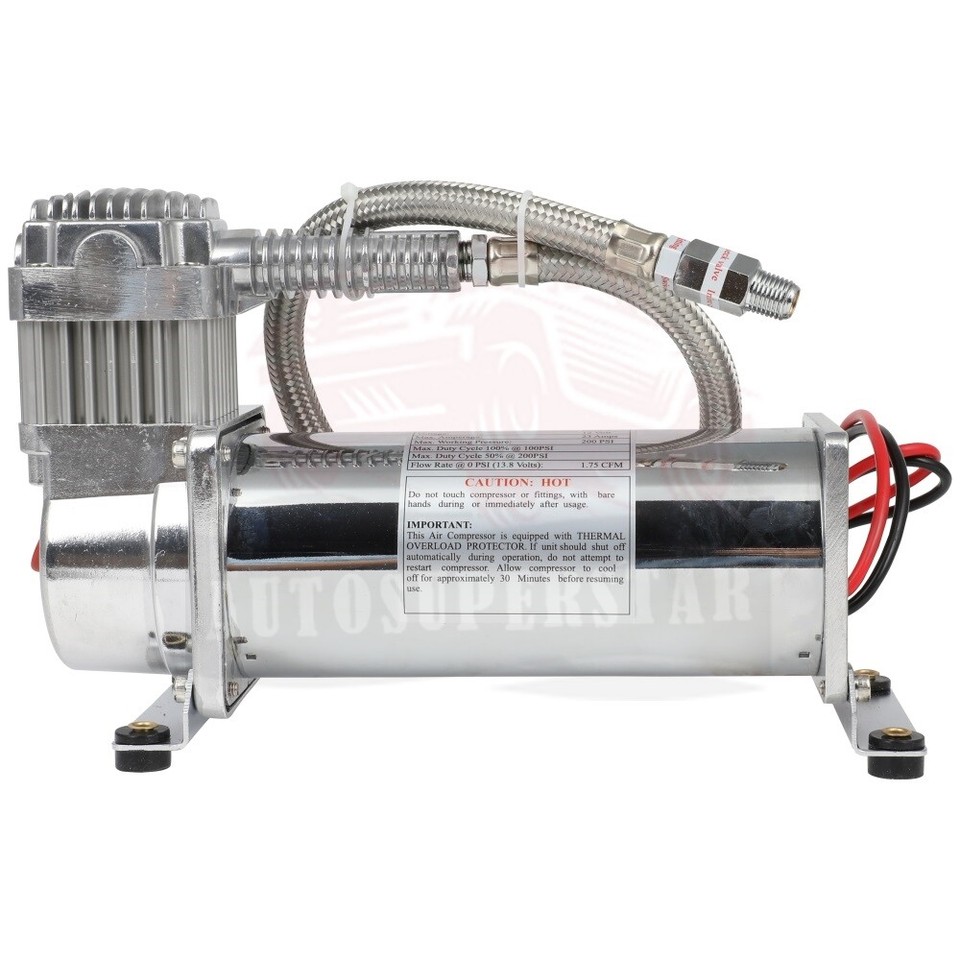 12V 130PSI Black Air Compressor Kit – For Train Horns, Air Horns, Air Suspension