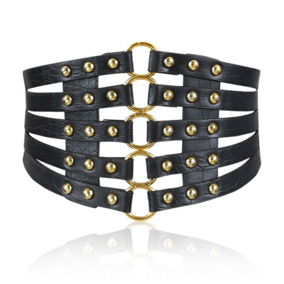 Vintage Rivet Stretch Waist Cincher Belt Elastic Retro Steampunk Style Women main image 2