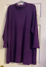 NWT $298 Eileen Fisher Raisin Merino Wool Turtle Neck Tunic XS M L XL 1X 3X