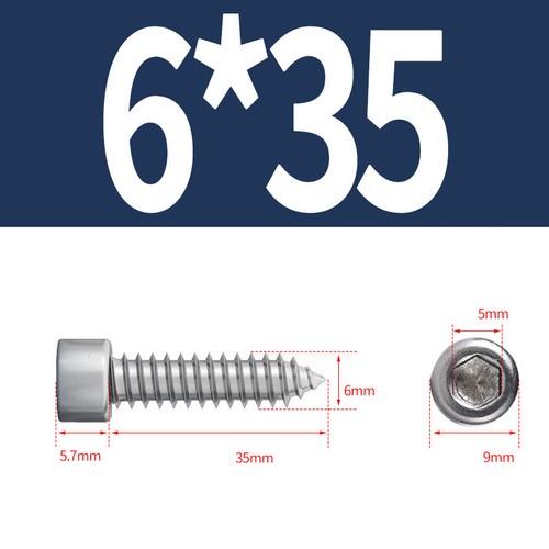 Tornillo autorroscante de cabeza de tapa de acero inoxidable Allen Socket Tappers pernos M1.7 - M6 - Imagen 73 de 76