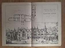 Antique Lithograph Of Easton Lodge Essex C1884. Architectural 