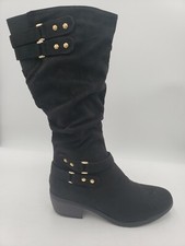 Global Win Womens Black Knee High Boots Size 10