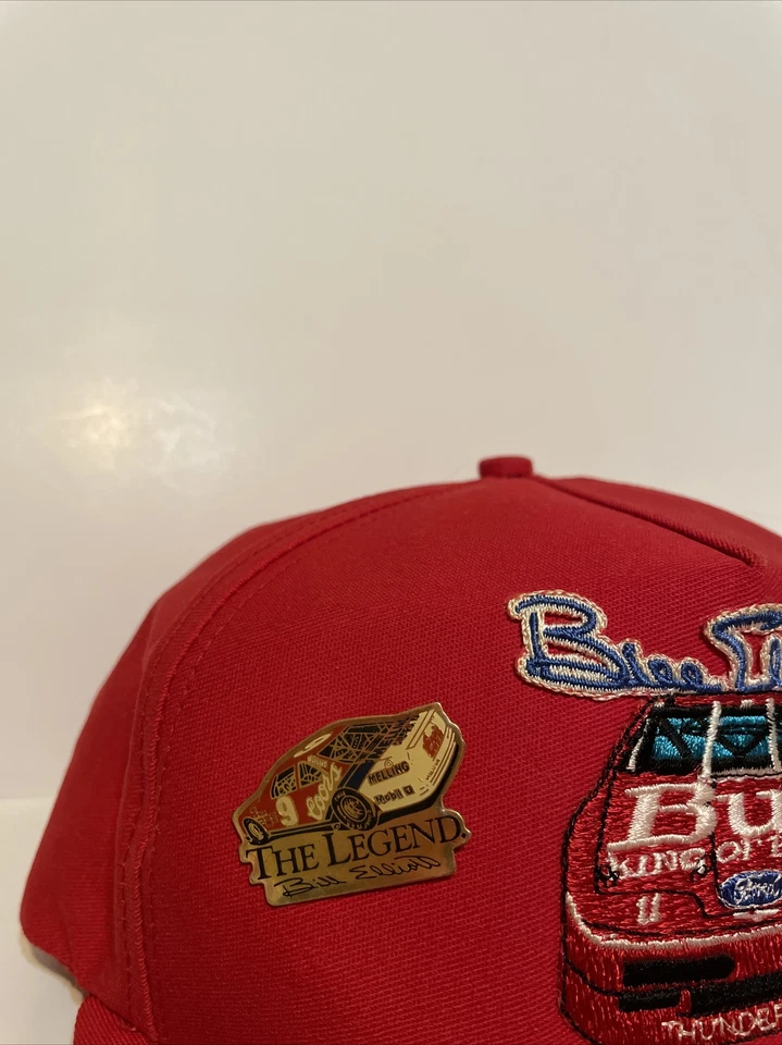 Винтажная бейсболка Bill Elliot BUD King Of Beers NASCAR красная с булавкой - Изображение 3 из 4