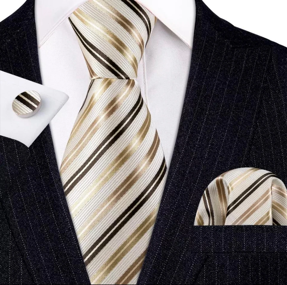 Premium Quality Jaquard Men Ties Pocket Square Tie Clips Cufflinks 5 Piece Sets - Image 3 of 4