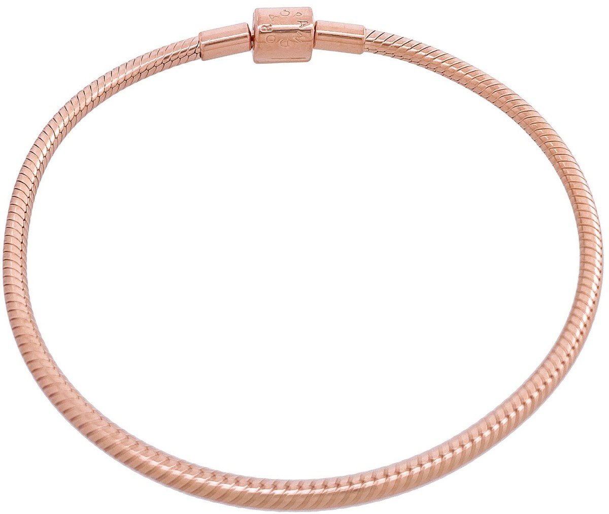 PANDORA Rose Moments Barrel Clasp Snake Smooth Chain Charm