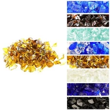 Crushed Fire Glass 10lb High Luster Light Amber for Fire Pit & Landscaping
