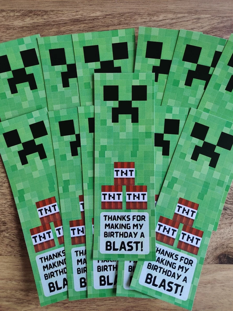 Personalised Kids Birthday Party Favours Creeper Minecraft Gaming X12 Bookmarks