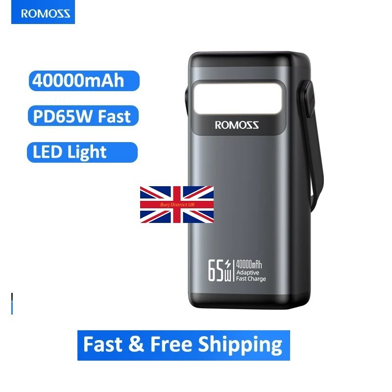 ROMOSS Powerful Power Bank 65W 40000Mah Fast Charge USB C for MacBook Pro&  phone