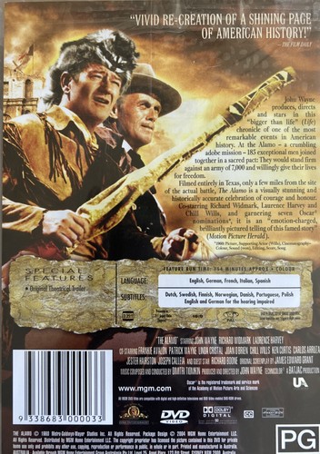 DVD NEW: The Alamo - 1960 Epic Historical War Film, Region 4, Stars John Wayne - Picture 2 of 2