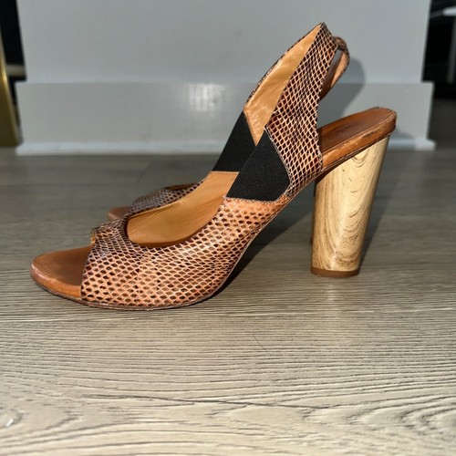 Latitude Femme Snakeskin Leather Block Heels – Size 9.5 – $395 Italian Designer - Picture 9 of 11
