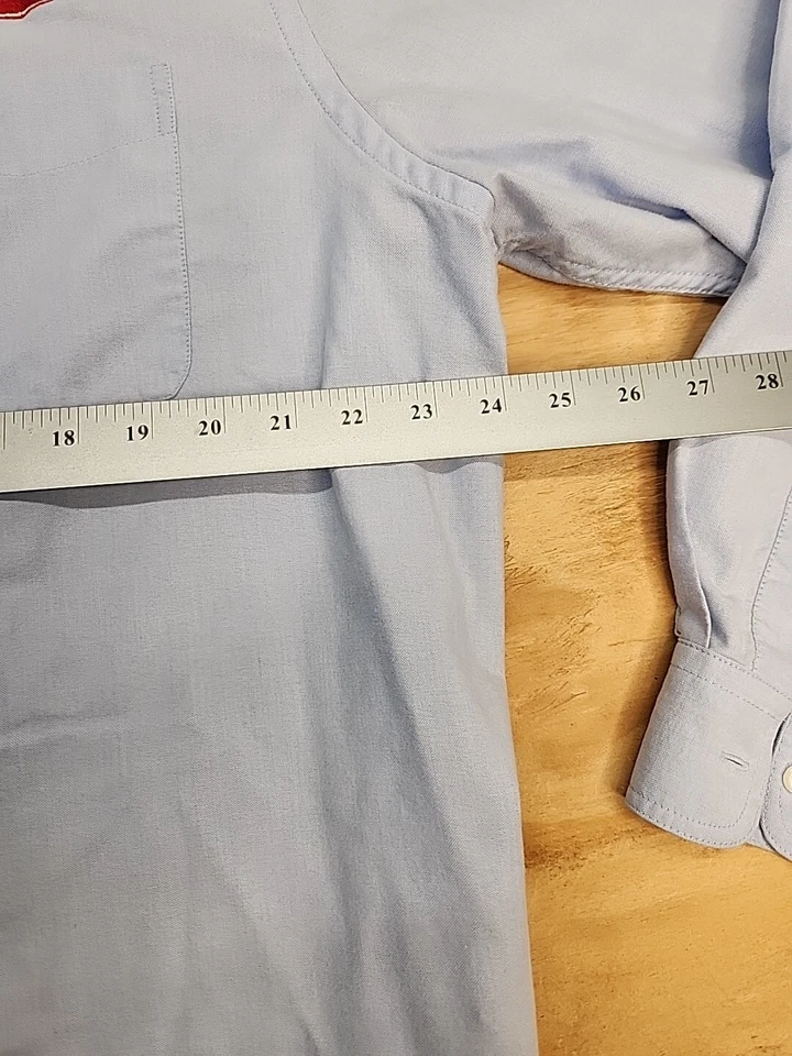 Peterbilt Logo Blue Long Sleeve Button Down Shirt Mens 2XL - Image 3 of 4