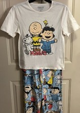 PEANUTS SLEEP PAJAMA SET SNOOPY CHARLIE BROWN SIZE XS PJS HYBRID NEW FAST SHIP
