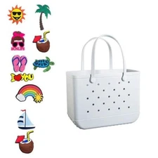 Waterproof Beach Tote Bogg-style Bag for Women Kids, includes 10 Pop-In Charms