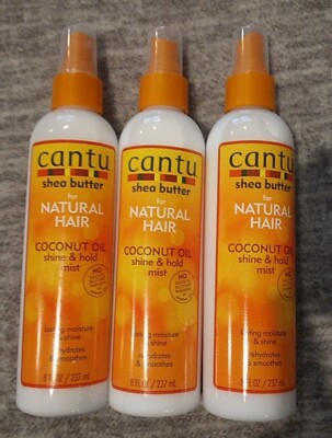 3 Pack Cantu Shea Butter Coconut Oil Shine and Hold Mist, 8 Fl Oz