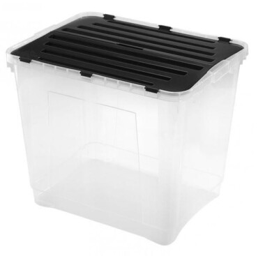 HEIDRUN Dragon Box 42 L - mit Klappdeckel - 49x36x24cm- transparent/Deckel grau