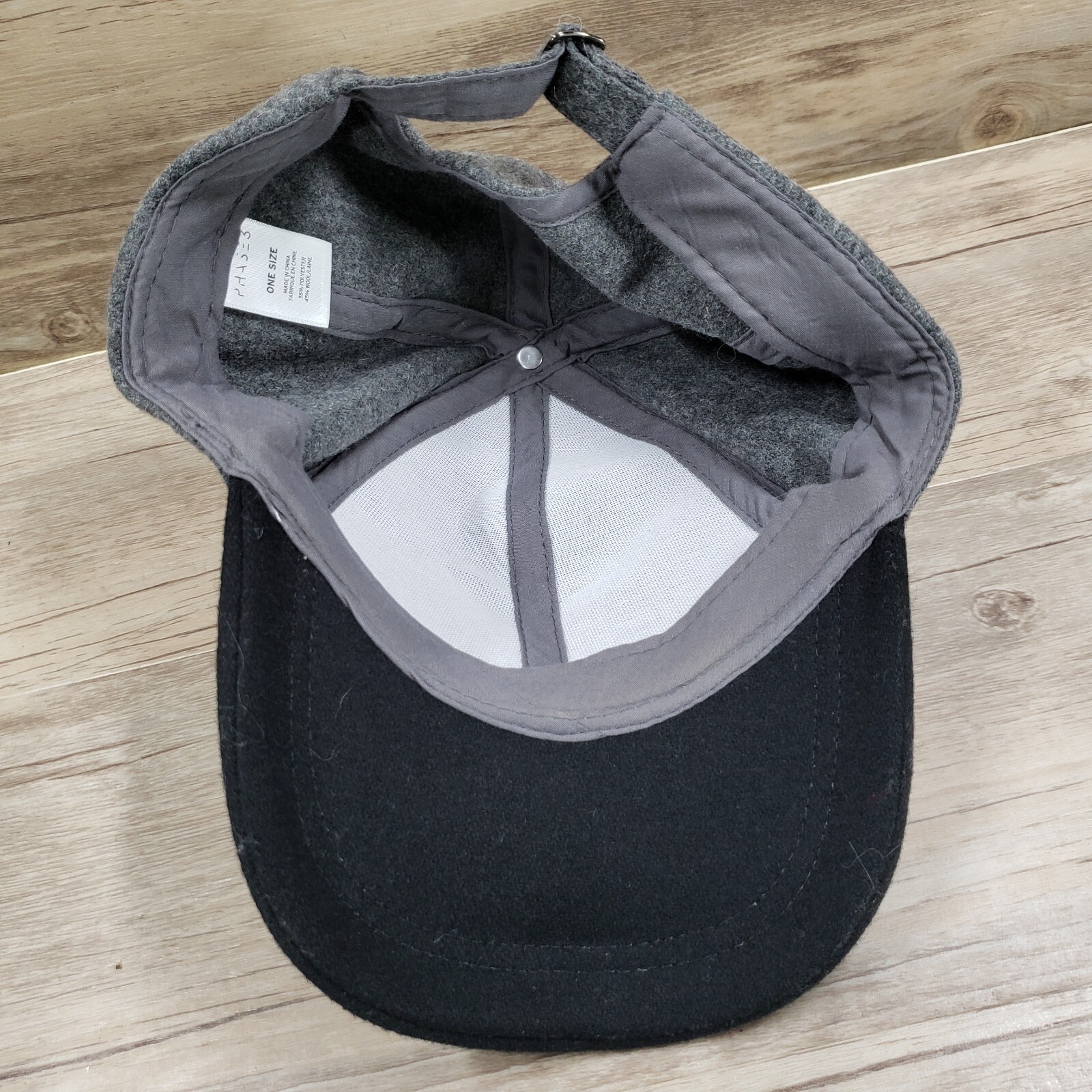 Phase 3 Wool Baseball Hat Cap Strap Back Gray Cro… - image 4