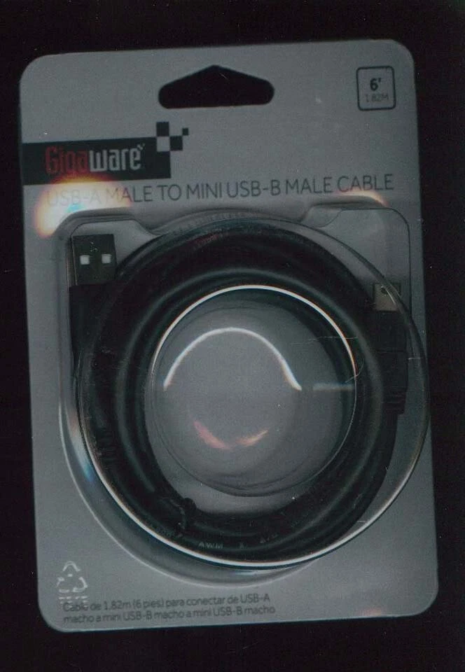 Gigaware 6 Foot USB-A Male to Mini USB-B Male Cable PC/ MAC USB *** Ships in USA - Image 2 of 4
