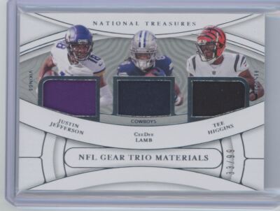 2021 PANINI NATIONAL TREASURES JUSTIN JEFFERSON CEE DEE LAMB TEE HIGGINS /99