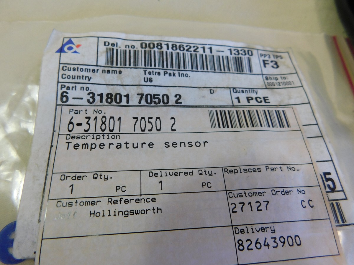 TETRA PAK TEMPERATURE SENSOR 6-31801-7050-2 | eBay