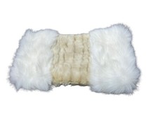 White  Beige Faux Fur Hand Muff Warmer With Zipper And Interior Pocket New