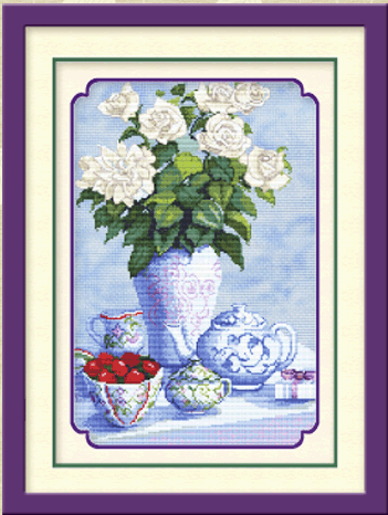 Special designed 11ct cross stitch aida cloth blue/pink/water ripple pattern - Picture 9 of 17