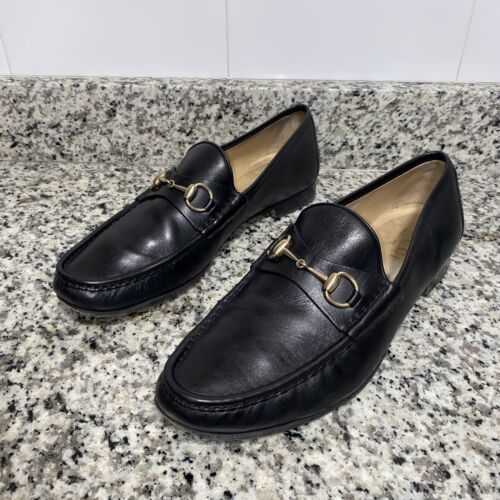 Men's Gucci Horsebit Penny Loafers Dress Shoes Size  Black Leather |  eBay