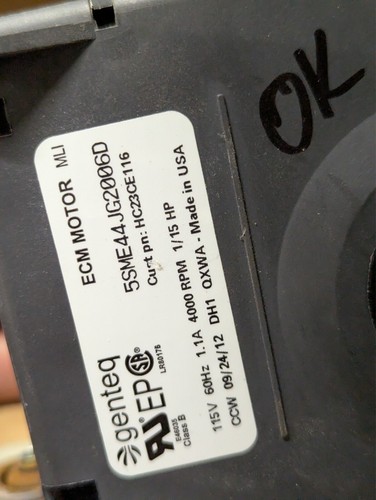 OEM Carrier Bryant 324906-762 HC23CE116 Inducer Motor only 5SME44JG2006D - Picture 4 of 7