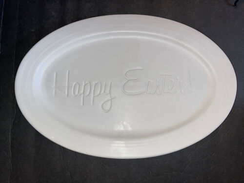 Happy Easter Threshold White Serving Platter Tray Decorative Matte Finish