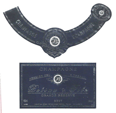 MCHA43 Etikett CHAMPAGNER MAGNUM BRUT 1er Cru Grande Réserve, PETIAU à REPAIL