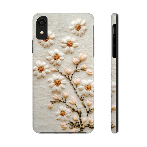 Cute White Daisy Flowers Embroidery Print Tough Smart Phone Case iPhone Case - Picture 77 of 99