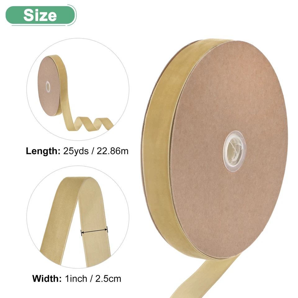 Thin Velvet Ribbon, 1'' 25 Yards Single Side Christmas Ribbon [Light Brown] Foto 3 de 4