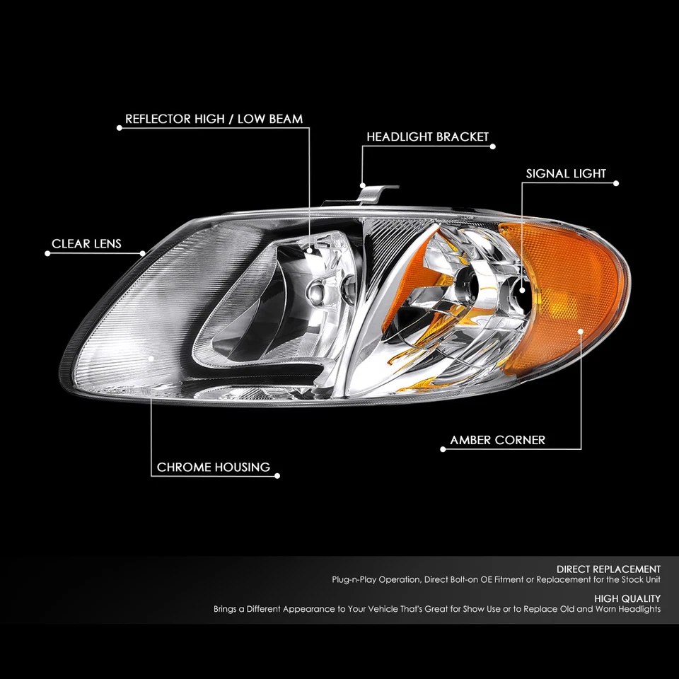 PARA 01-07 GRAN CARAVANA CIUDAD Y CAMPO CARCASA CROMADA ÁMBAR FARO ESQUINERO LÁMPARA Foto 2 de 4