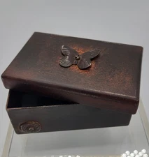VTG Jan Barboglio Hand Forged Iron Metal Giving Butterfly Trinket Box Signed 
