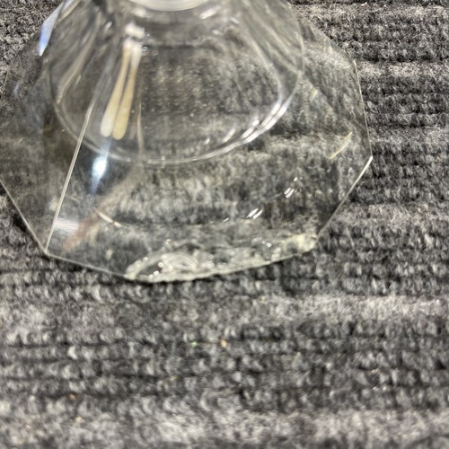 Vintage Crystal Hand Cut Czech Glass Perfume Bottle Floral Art Deco w/ Stopper - Picture 4 of 6