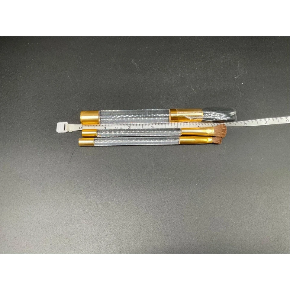 Y2K Estée Lauder путешествий макияж щетка набор голографический золотой мини трио неиспользованный - Изображение 4 из 4