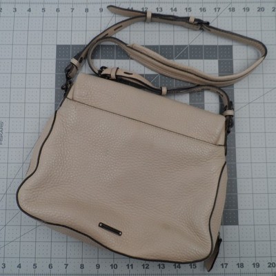 Rebecca Minkoff Beige Textured Leather Crossbody Bag Adjustable Strap
