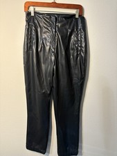 Faux Leather Straight Crop Dress Pants Size M Trousers