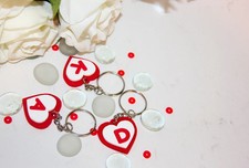 Custom 3D Printed Double Heart Keychain Personalized Initial Name Letter Keyring